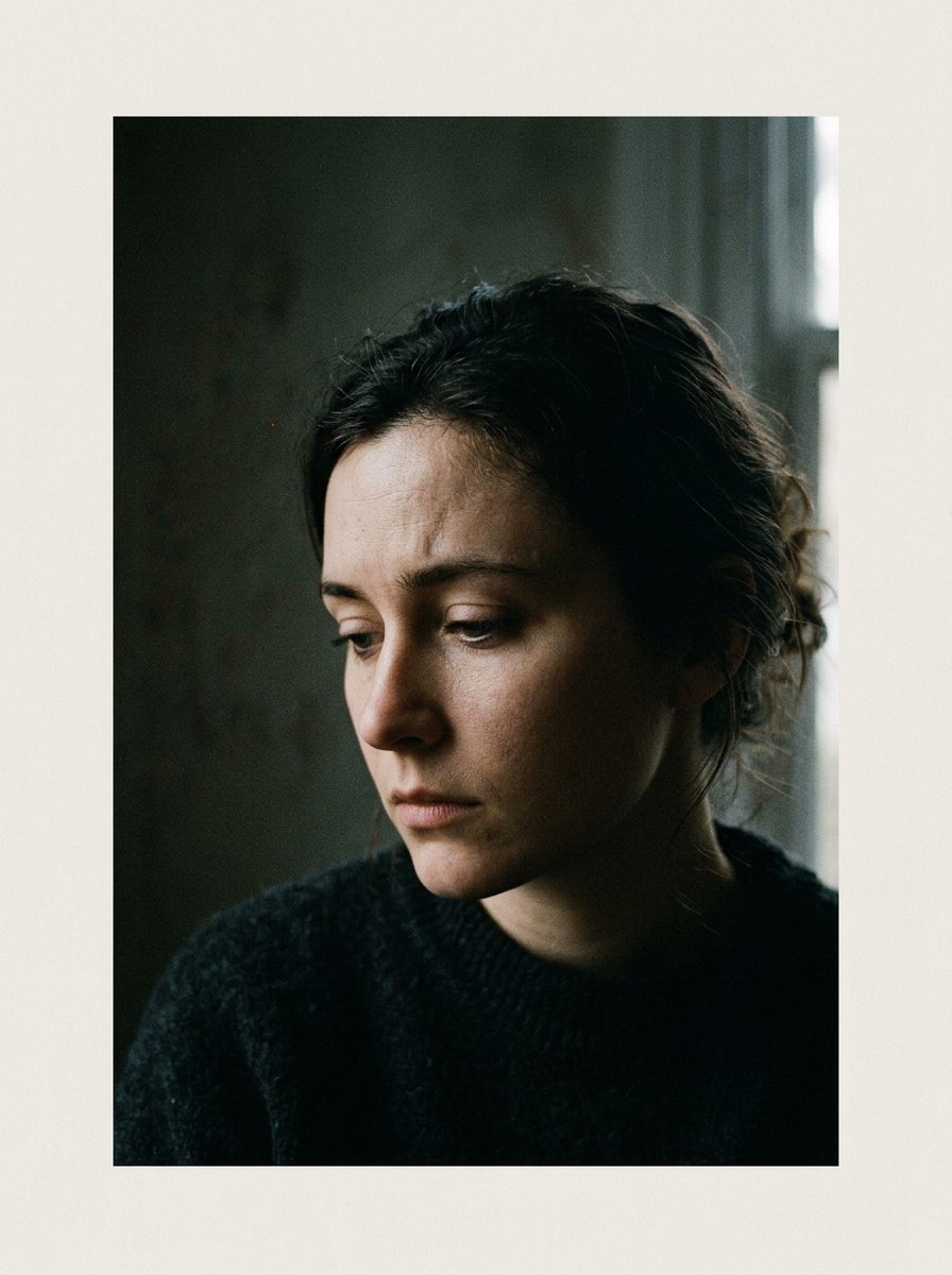 Portrait of a person half in shadow